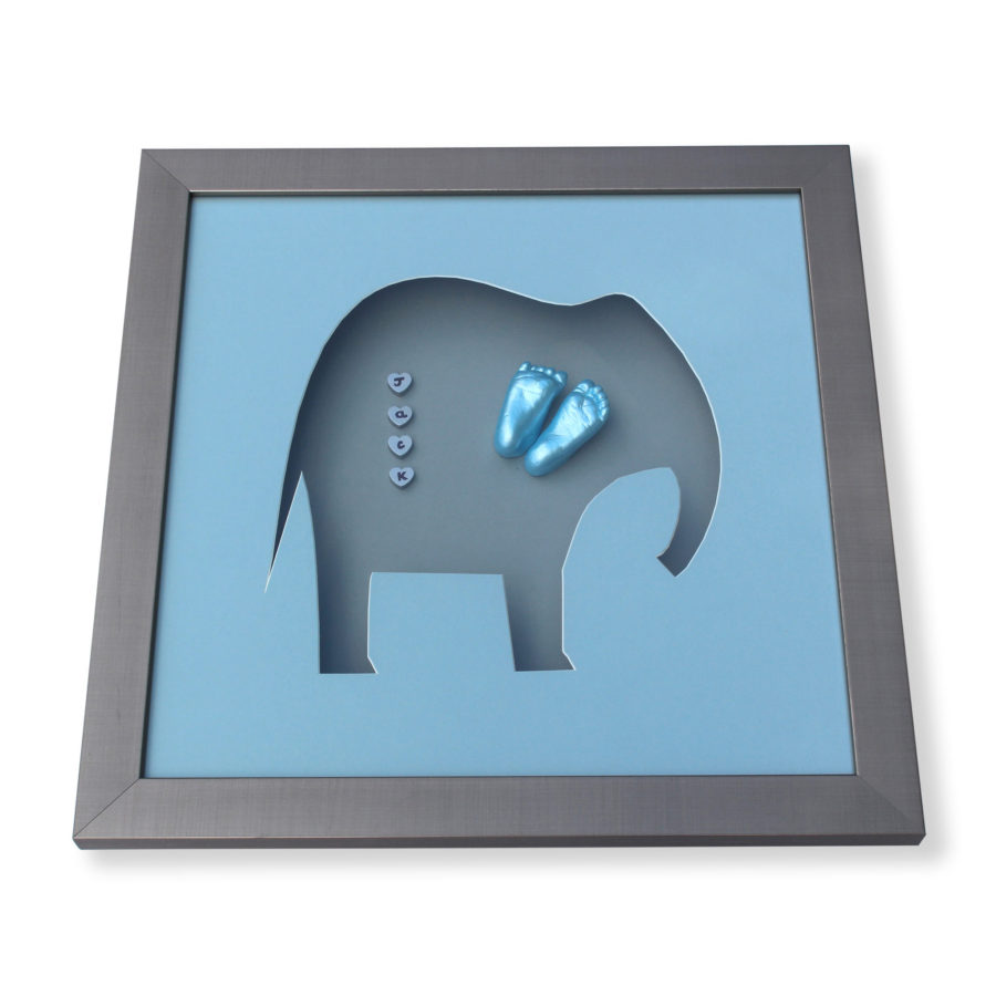 Silver blue elephant casting frame