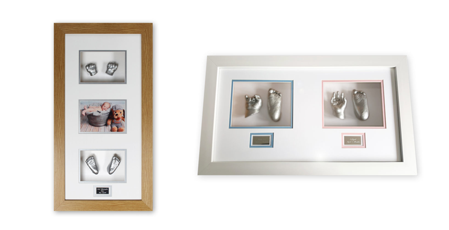 framed baby casts with both pairs of hands and feet