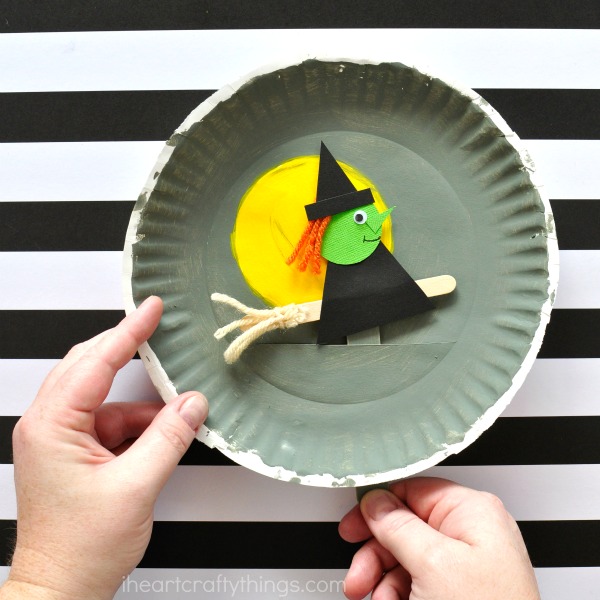 Halloween Crafts Paper Plate Flying Witch