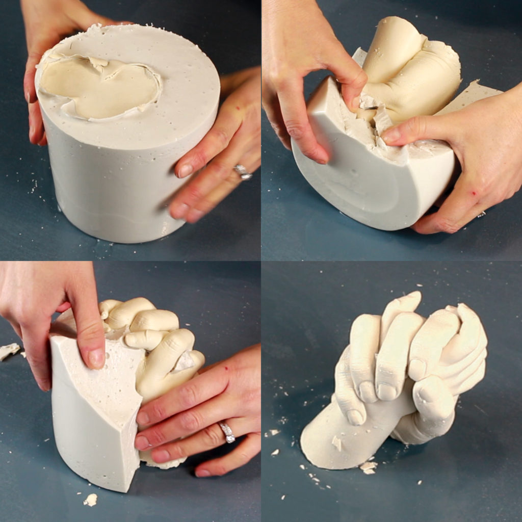 casting a pair of hands from the mold