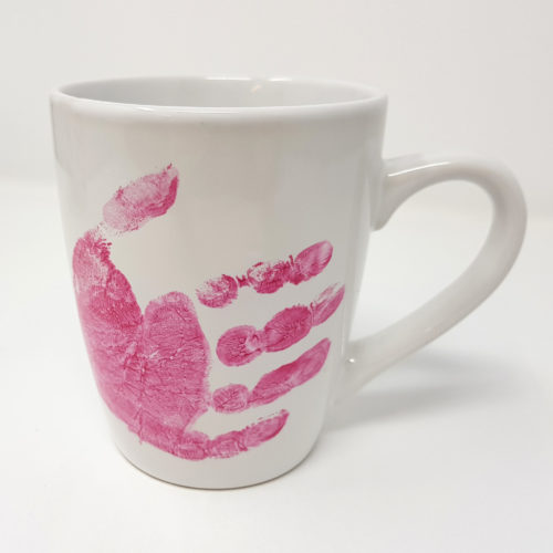 Handprint/Footprint Mug with Personalised Message & Date - pink
