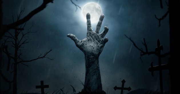 Spooky Halloween Zombie Hand Coming Out Of Grave Gift Idea Kids T