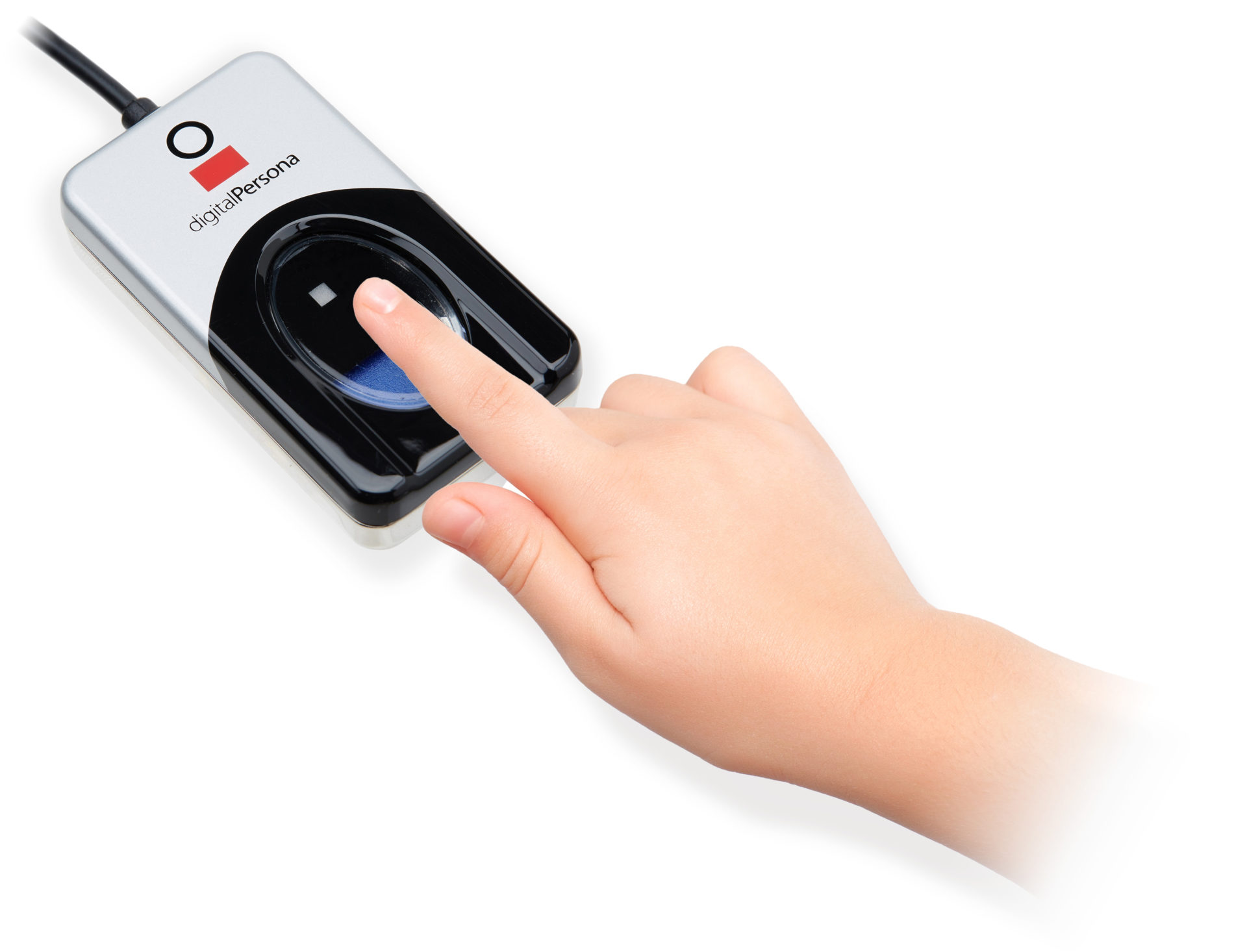 Digital Persona fingerprint scanner with a childs finger